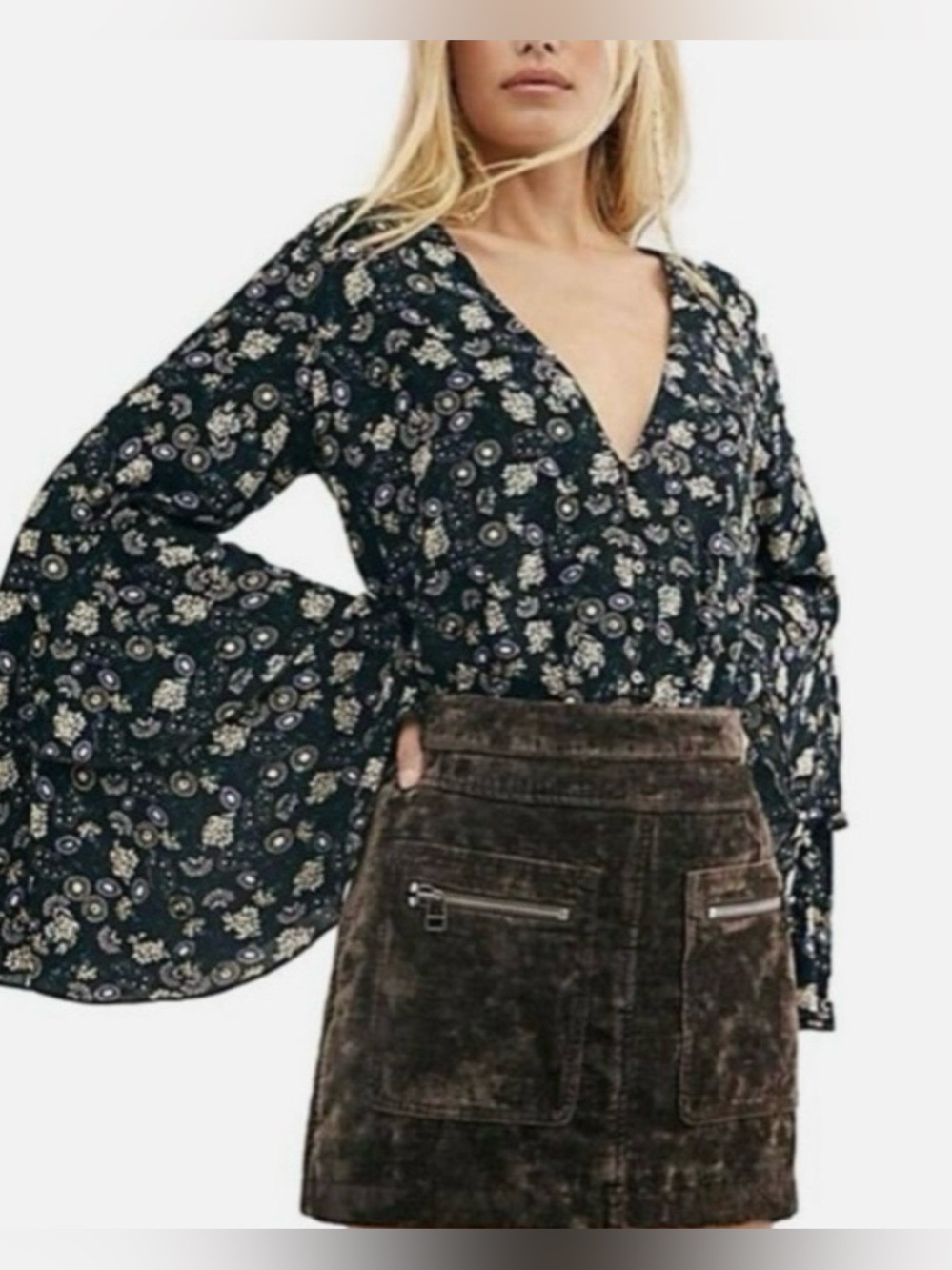 NWT FREE PEOPLE SHE'S DAINTY FLORAL THONG BODYSUIT LARGE